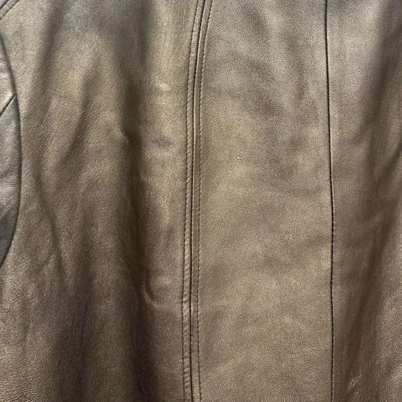 Vintage Preston & York Metallic Brown Leather Jacket Coat Women Bronze sz XL - Picture 6 of 9